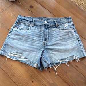 American Eagle Outfitters Blue Jean Shorts Distressed Frayed Hem